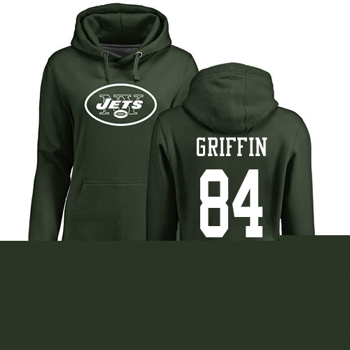 New York Jets Green Women Ryan Griffin Name and Number Logo NFL Football 84 Pullover Hoodie Sweatshirts